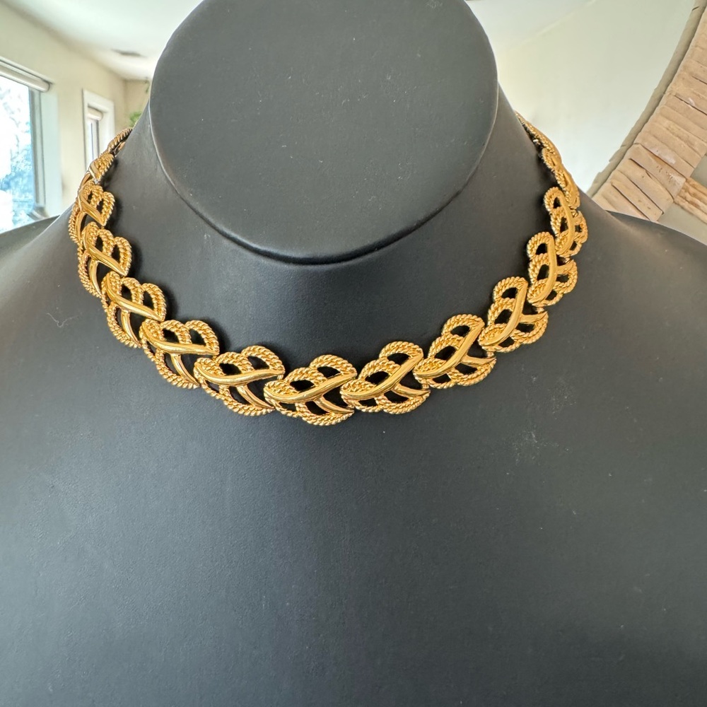 Edwin Pearl Midcentury Modern Vintage Gold Tone Rope Chocker